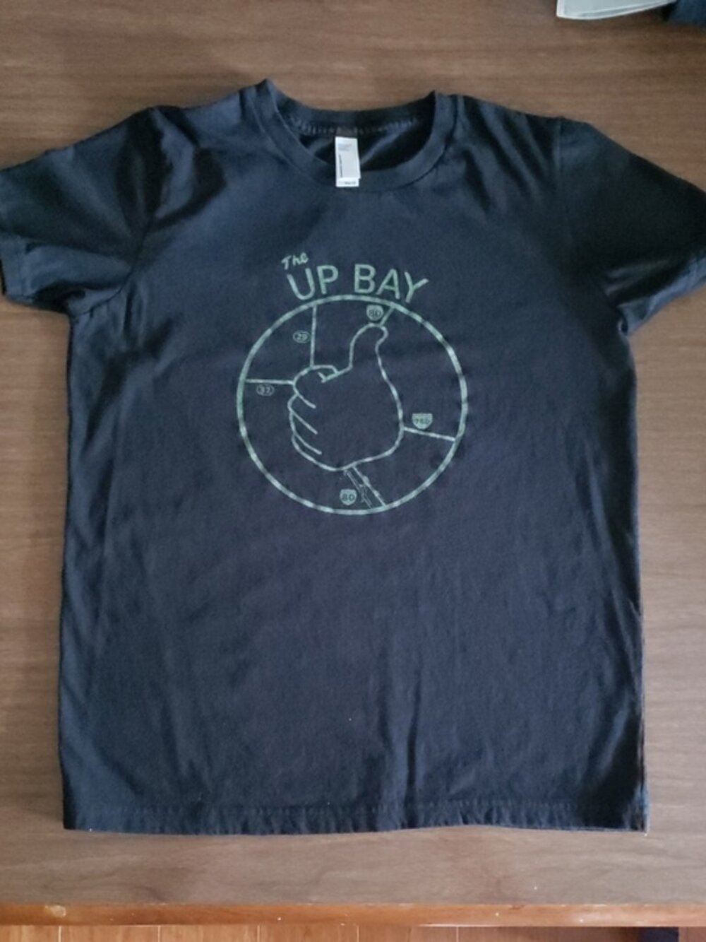 The Up Bay glow in the dark t-shirt Women's Size S and Size 12 Black